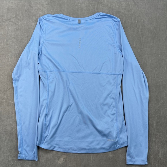 Nike Dri Fit Running Women Medium Blue Long Sleeve Shirt Athletic Workout - Picture 7 of 7